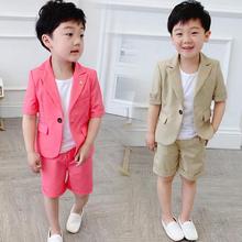 Autumn baby Boys Suits Blazers Fashion pink/ khaki Tops short Pants 2 pcs Set Cotton Children Clothing Sets wedding flowers set 2024 - buy cheap