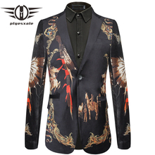 Plyesxale 2018 New Design Mens Blazer Jacket Ethnic Velvet Suit Jacket Slim Fit Banquet Party Men Blazer Coat Satge Wear Q439 2024 - buy cheap
