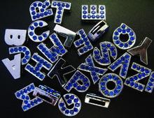 8mm A-Z blue color rhinestones bling slide letters 130pcs/lot fit for 8mm diy bracelet wristband keychains 2024 - buy cheap