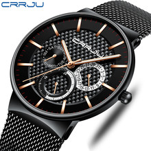 CRRJU New Men Watch Fashion Business Wristwatch for Man with Stainless Steel Mesh Strap orologio uomo 2024 - buy cheap