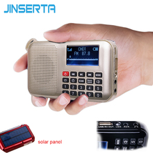 JINSERTA-Mini altavoz de energía Solar, reproductor de música MP3, Radio de emergencia alimentada por energía Solar con linterna, compatible con tarjeta TF 2024 - compra barato