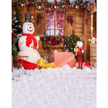 Детский Рождественский фон для фотосъемки принт с игрушками подарки красные шары фонари Снеговик оконный Зимний Рождественский Фотофон 2024 - купить недорого