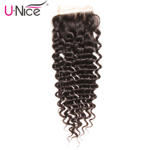 Unice Hair Deep Wave Lace Closure Free Part Malaysian Remy Hair 1 PCS 100% Human Hair Natural Color Free Shipping 2024 - buy cheap