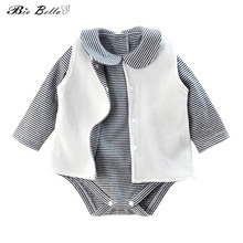 Bebê recém-nascido da criança primavera/outono conjunto de roupas bodysuit + colete 2 pçs crianças roupas do bebê algodão alta qualidade roupas bebes 2024 - compre barato