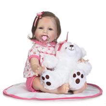 NPK 22" handmade 55cm reborn silicone vinyl babies dolls bebe alive blanket+plush doll collectible doll kids  Xmas birthday gift 2024 - buy cheap