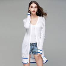 2019 New Women's Striped  Knit Cardigan Long Sleeve Thin Sweater Coat Long Cardigan 2024 - buy cheap