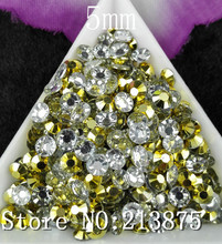 Free shipping 2500pcs Multiple facets Mine gold Resin 5mm Flat Back Rhinestones applique strass Non hotfix nail art SS20 2024 - buy cheap