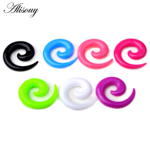 Alisouy 2pcs Green Acrylic Spiral Ear Gauges Ear Tapers Stretching Plugs And Tunnel Expanders Body Piercing Jewelry(1.6-10mm) 2024 - buy cheap