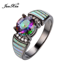 Size 6/7/8/9 Jewelry Multi-Color CZ Women Wedding Rainbow Opal Rings 10KT Black Gold Filled Engagement Ring RB0263 2024 - buy cheap