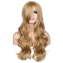 QQXCAIW Long Wavy Women Wig Blonde  68 Cm High Temperature Fiber Synthetic Hair Wigs 2024 - buy cheap
