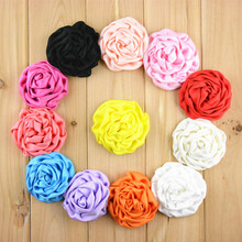 30 pcs/lot , 3 inch size Satin Rolled Rose Rosettes Fabric Flowers Silk Rolled Rosette Appliques 2024 - buy cheap