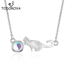 Todorova Cat Moonstone Pendant Necklace Female Fashion Women Jewelry Student Clavicle Chain Necklace Party Accessories 2024 - buy cheap