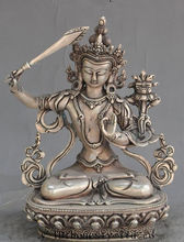 Тибетская буддистская серебряная статуя Манджушри Бодхисаттва 2024 - купить недорого