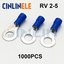 1000 Uds Terminal de engarzado RV2-5 6-14AWG 1,04-2.63mm ^ 2 terminales de engarzado Terminal de anillo azul 1 RV2.5-5 de latón 2024 - compra barato