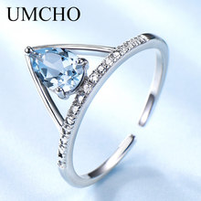 UMCHO Natural Sky Blue Topaz Rings Rivets Desige Resizable Silver Jewelry 925 Sterling Silver Rings For Women Birthday Gifts 2024 - buy cheap