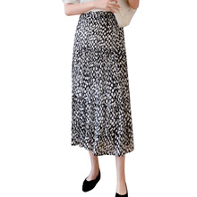 Falda de gasa con lunares negros para mujer, falda larga plisada de cintura alta a la moda, estilo bohemio coreano, para verano, 2019 2024 - compra barato
