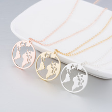 Daisies World Map Necklace Geometric Round Origami Pendant Necklaces Circle Choker Jewelry For Women 2024 - buy cheap
