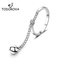 Женское кольцо-колокольчик Todorova, простое винтажное регулируемое кольцо с кисточкой и цепочкой для ювелирных изделий 2024 - купить недорого