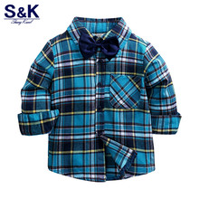 XC-148 Spring Autumn Boys Long Sleeve Classic Plaid Lapel Shirts bowtie Tops with Pocket Baby Boys Casual Shirt Kids Clothing 2024 - buy cheap