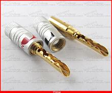 10 pcs x 24 K cobre banhado a ouro BFA 4 mm Banana Plug macho Speaker Connector 2024 - compre barato