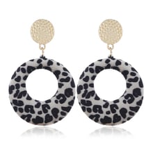 New Imitation Flannel Round Geometric Leopard Dangle Earrings For Women Statement Trend Jewelry Gifts Boucle D'oreille AE792 2024 - buy cheap