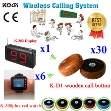 Wireless Waiter Calling System Guest Call Waiter To Service Order DHL/EMS Free Shipping (1 display+6 watch+30 call bell ) 2024 - buy cheap