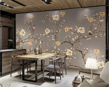 Beibehang papel de parede pintado à mão flores e pássaros arte de ponta tv fundo parede 3d papel de parede sala de estar quarto murais 2024 - compre barato