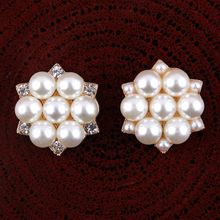 20 unids/lote 23MM 2 estilos Bling Metal Flatback botones para artesanía decorativo completo Botón de perlas con brillantitos de imitación para accesorios de pelo de bebé 2024 - compra barato