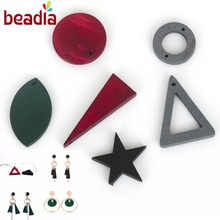 New Wood Beads Charm Pendant Round Star Oval Triangle Shape Fit European Earring Jewelry Findings For DIY Handmade Necklace 2024 - buy cheap