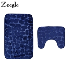 Zeegle Pebble Embossed 2Pcs/set Bathroom Carpets Anti-slip Bathroom Floor Mats Toilet Rugs Bath Mat Set Memory Foam Bath Rug 2024 - buy cheap