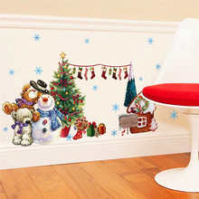 Санта-Клаус, рождественские стеклянные окна, прозрачная пленка, съемные наклейки на стену, наклейки на стену, спальни, звезды #2n5 2024 - купить недорого