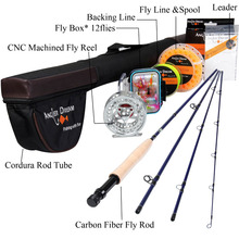 Angler dream-kit de pesca com mosca, varas de pesca 2.7m 5/6 cnc-usinada em alumínio, carretel com iscas e linhas de pesca, combo de vara 2024 - compre barato