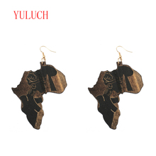 YULUCH-Colgante de madera Natural con grabado de mapa africano para mujer, joyería con personalidad, pendientes, regalo 2024 - compra barato