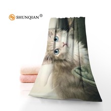 New Custom cat Towel Printed Cotton Face/Bath Towels Microfiber Fabric For Kids Men Women Shower Towels 2024 - buy cheap