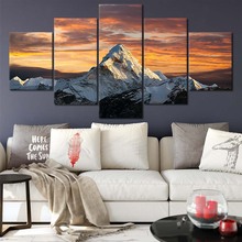 Canvas Hd Printed Poster Home Decoration 5 Pieces Snow Mountain Scenery Painting Wall Art Pictures Living Room Modular Framed 2024 - buy cheap
