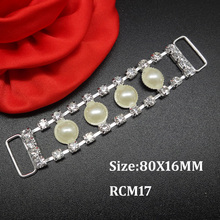 80X16MM perlas de diamantes de imitación diadema conectores de Bikini hebillas de cristal conectores 10 Uds RCM17 2024 - compra barato