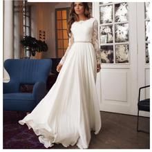 2020 Lace Cheap Wedding Dresses Long Sleeves Lace Bride Wedding Gowns Elegant Train White Custom Made Vestido De Novia In China 2024 - buy cheap