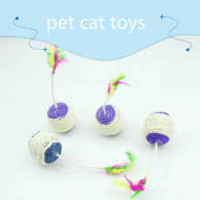 Pet Cat Kitten Toy Rolling Sisal Scratching ball Funny Cat Kitten Play Dolls Tumbler Ball Pet Cat Toys Interactive Feather Toy 2024 - buy cheap