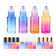 5PCS 5ml Travel Gradien Glass Bottle Roll On Empty Fragrance Perfume Essential Oil Bottles With Metal Ball Roller plastic Cap 2024 - buy cheap