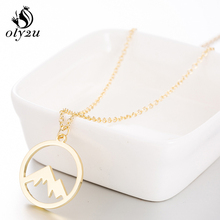 Oly2u Snow Mountain Necklace Gold Necklaces Choker For Women Round Pendant Long Necklace Jewelry Chain Clavicle Collier Gift 2024 - buy cheap