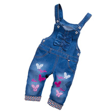 Calça jeans grossa infantil, de alta qualidade, quente, inverno, primavera, feminina, arco, macacão, calça para crianças 2024 - compre barato
