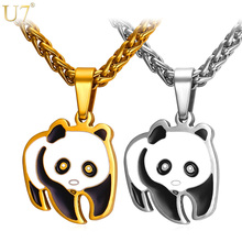 U7 Giant Panda Charm Necklace Lovely Cute Animal Silver/Gold Color Stainless Steel Pendant & Chain Gift For Women Jewelry P902 2024 - buy cheap