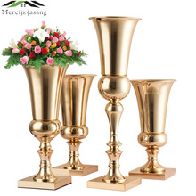 10PCS Tabletop Vase Metal Wedding Flower Vase/Stand Table/Wedding Centerpieces Gold Flowers/Floor Vases For Party Decoration 026 2024 - buy cheap