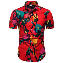 Floral Print Hawaiian Shirt Short Sleeve Shirt Men Summer Beach Casual Mens Dress Shirts Camisa Hawaiana Social Blouse 2024 - buy cheap