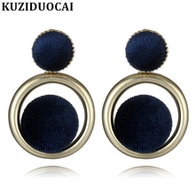 Kuziduocai New ! Fashion Fine Jewelry Copper Alloy Flannel Plush Ball Hollow Concise Round Stud Earrings For Women Gifts E-1073 2024 - buy cheap