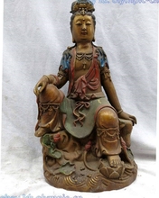 12" Tibet bronze gild Buddhism comfortable Kwan-yin Bodhisattva Sculpture Statue 2024 - buy cheap