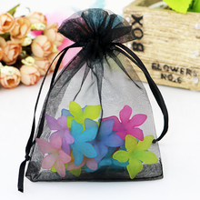 Bolsa de Organza negra para regalo de boda, embalaje de joyería de dulces, recuerdo, bolsa de regalo con cordón de Navidad, 1000 Uds./lote, venta al por mayor, 13x18cm 2024 - compra barato