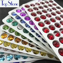 Topstone 10mm Round Rivoli Rhinestone Sew On Stone Sewing Glass Crystals 2 Holes for dress Garment Jewelry 2024 - buy cheap