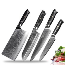 Набор кухонных ножей из дамасской стали SUNNECKO, 4 шт., ножи шеф-повара Santoku, японские острые лезвия VG10, ручные инструменты для приготовления пищи 2024 - купить недорого