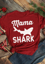 Camiseta de manga corta con estampado de Mama Shark para mujer, ropa informal con estampado divertido, trajes de estilo veraniego, Tops 2024 - compra barato